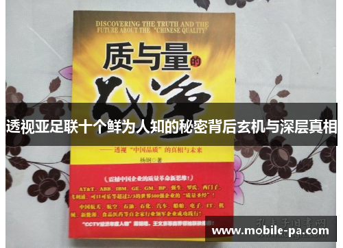 透视亚足联十个鲜为人知的秘密背后玄机与深层真相